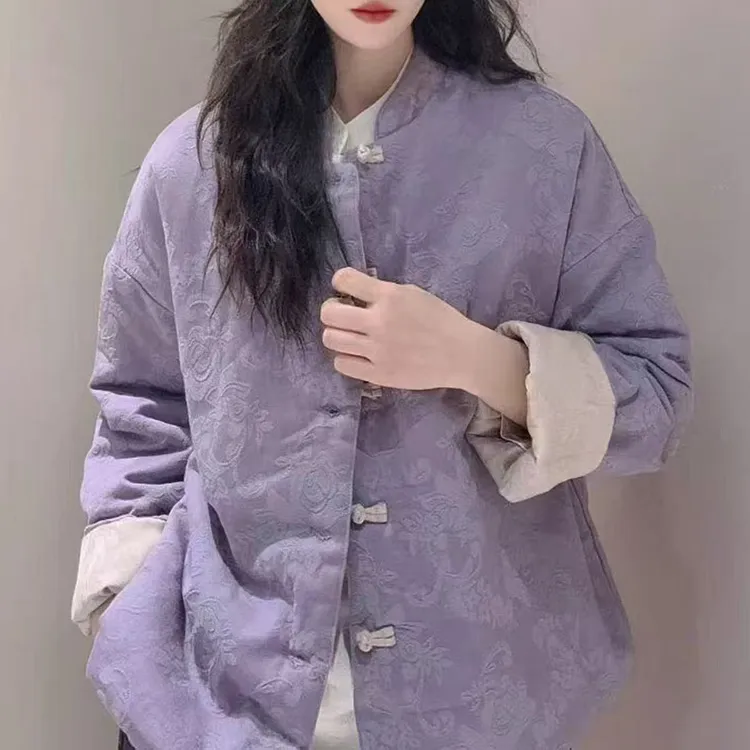 如意】秋冬新中式保暖棉服夹棉加厚棉衣双面穿棉服厚外套