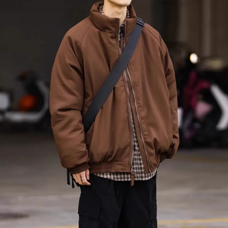 冬季立领美拉德风棉衣男面包服外套宽松复古插肩袖保暖情侣款棉服