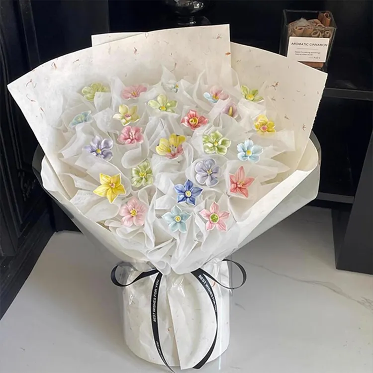 景德镇陶瓷花成品花束一岁一花实用手捧花生日礼物送女友朋友