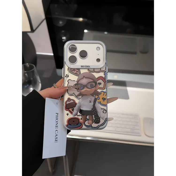 涂鸦小狗小姐姐适用苹果17pro手机壳16pm彩银华为p荣耀oppo小米17