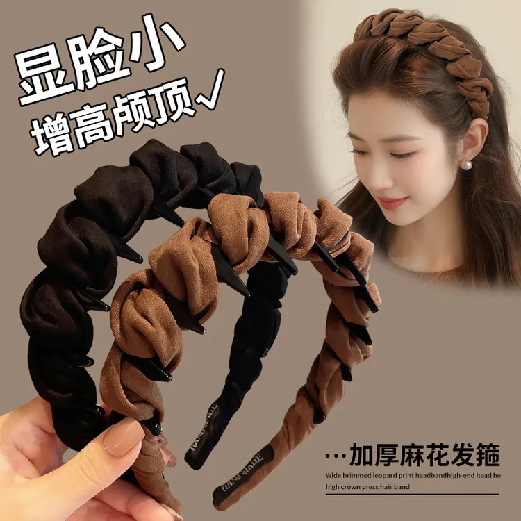 秋冬高颅顶发箍女2025新款日常外戴洗脸带齿头箍压发发捆头饰发卡