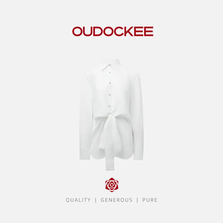 OUDOCKEE 鸥鸥【100棉】白开水 绑带高级感收腰显瘦衬衣 CACE703T