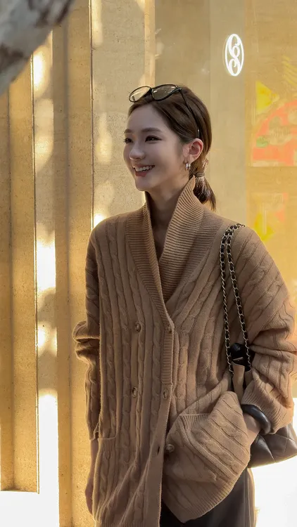 【沙丘叙事】2025新款秋冬100绵羊毛纯色休闲领衫宽松厚款针织8918