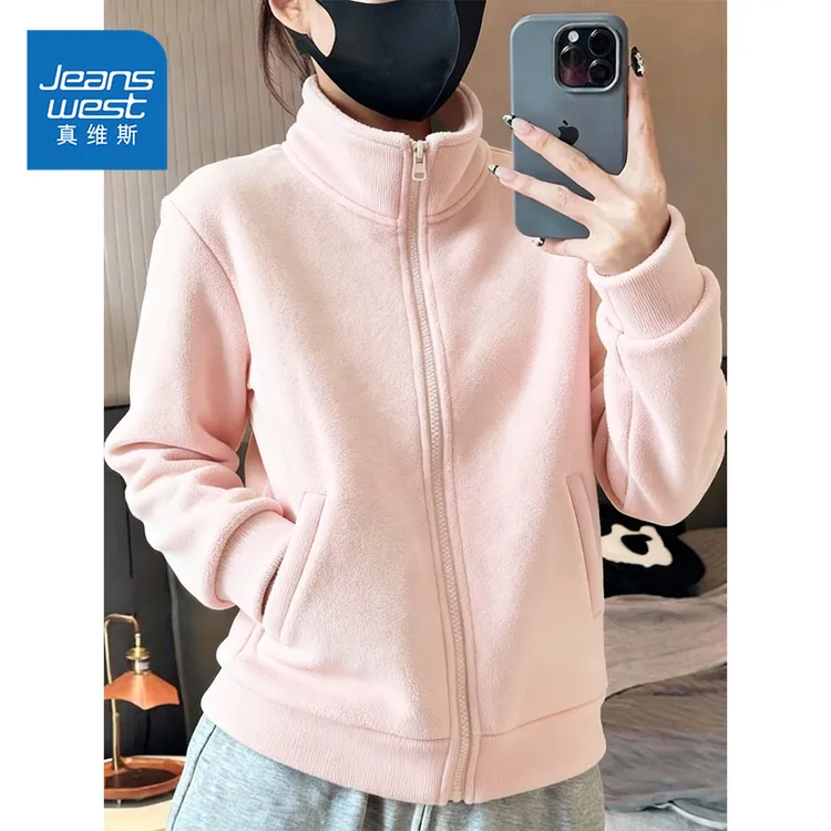 ZD真维斯奥粒绒保暖外套女2025新款冬季爆款宽松加绒开衫加厚上衣