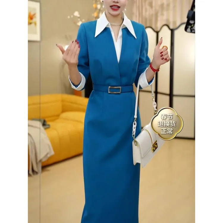 高端时尚轻奢高级感港风设计假两件洋气减龄显瘦气质百搭连衣裙女