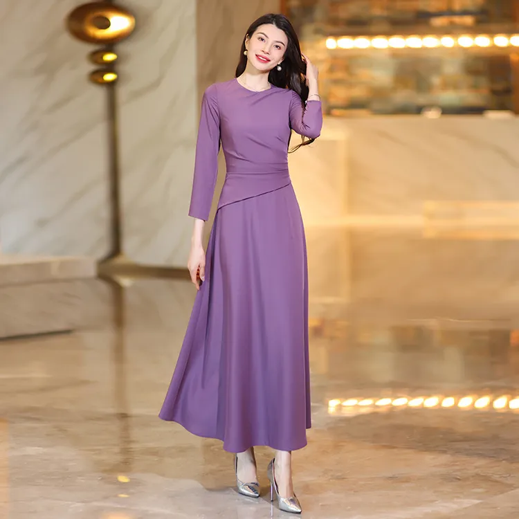 连衣裙女2025秋季新款修身显瘦高级感长裙优雅气质时尚大摆长裙