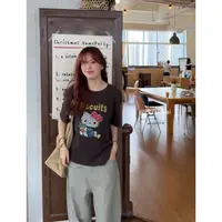 【木白Zona】“字母咪咪”春夏韩版休闲百搭图文猫咪短袖T恤透气显瘦