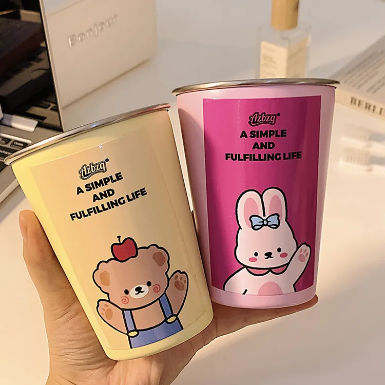 可爱兔子不锈钢卡通漱口杯牙刷家用高颜值情侣牙缸宿舍儿童洗漱杯