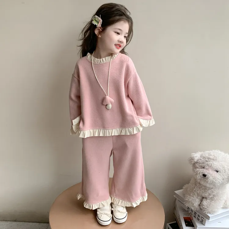 女童韩版女套装秋季纯色套头大童少女风冬季洋气