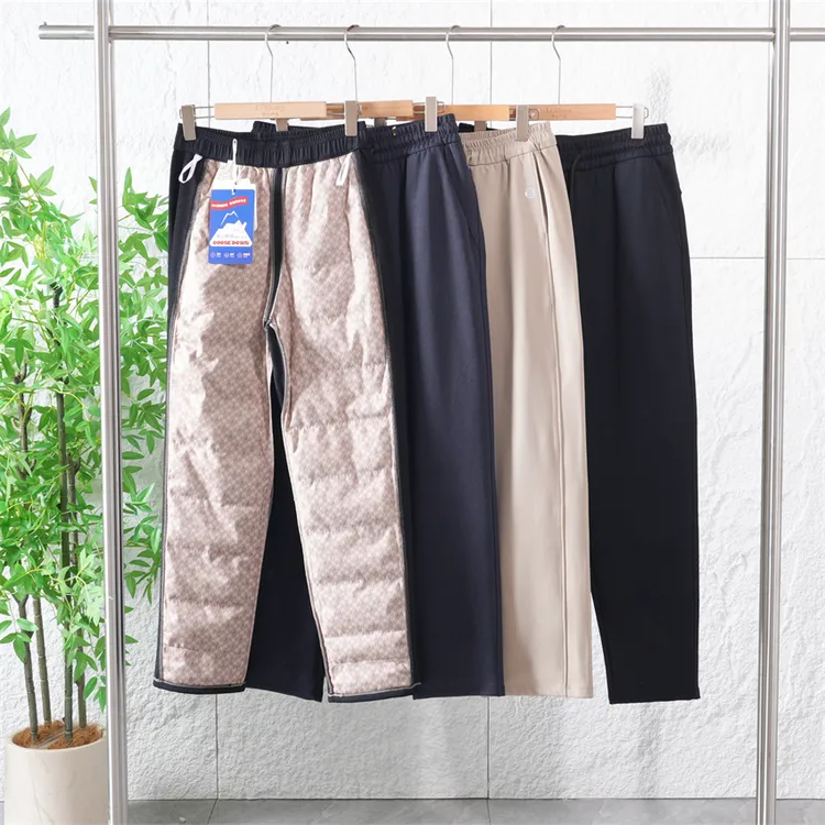 秋冬季情侣款保暖鹅绒休闲裤百搭舒适弹力运动直筒羽绒裤Z1783