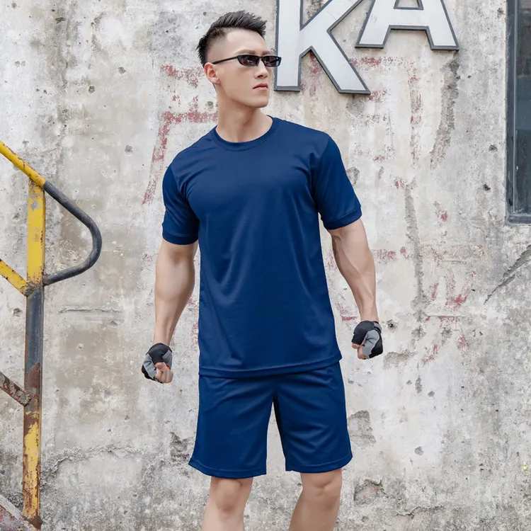 夏季新款正品短袖体能训练服套装救援火焰蓝男士速干纯色上衣T恤