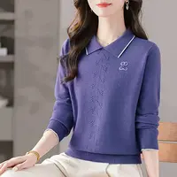 【秋季新款】洋气翻领设计感精致百搭显瘦长袖针织衫CQ6891衣长60
