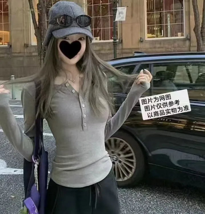 【ROU ROU肉肉大码】美式辣妹德绒纽扣打底#9596