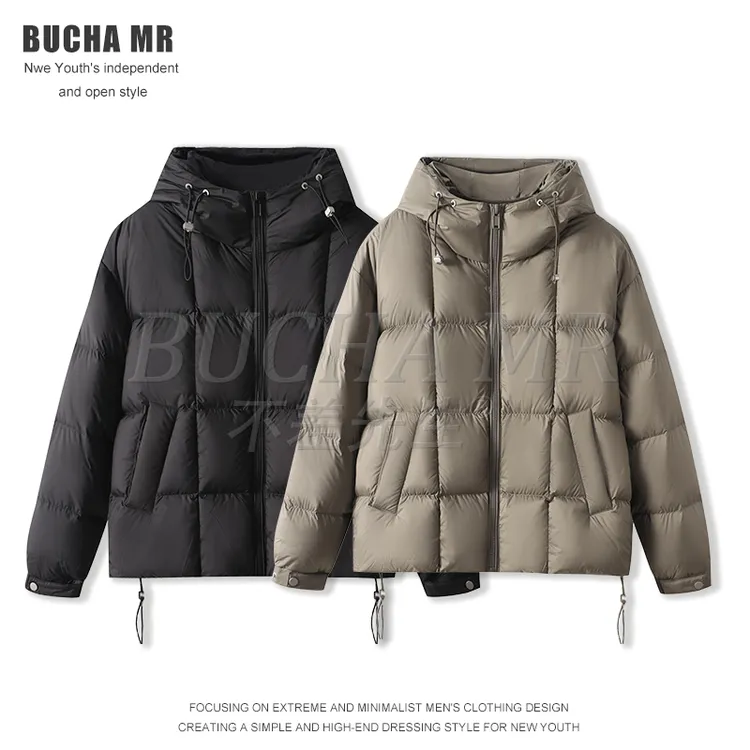 泡芙200g冬季零重力保暖男士羽绒服简约时尚90白鸭绒面包服外套