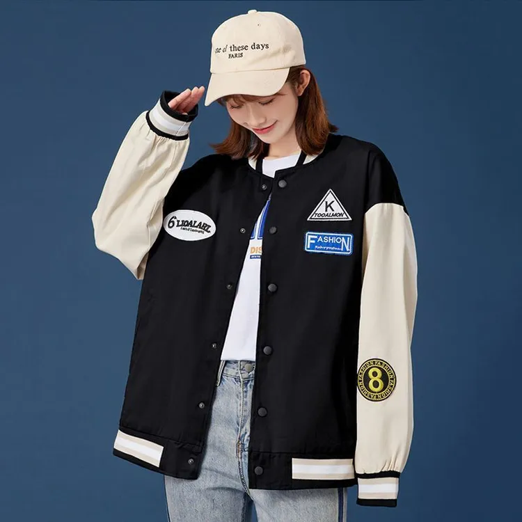 男士秋季薄款宽松百搭港风痞帅棒球服秋冬美式拼接情侣外套休闲