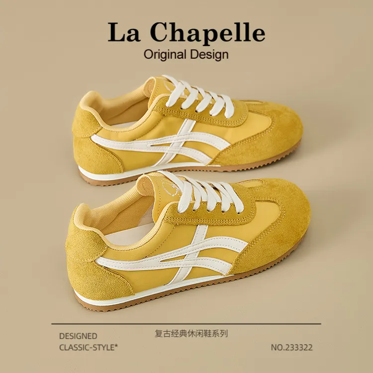 拉夏贝尔黄色德训鞋女2026新款春季爆款复古阿甘鞋子百搭休闲板鞋商品图