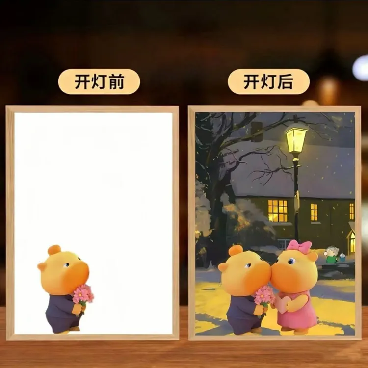卡通创意灯光画可爱桌面灯光相框小夜灯卧室送朋友氛围灯桌面摆件