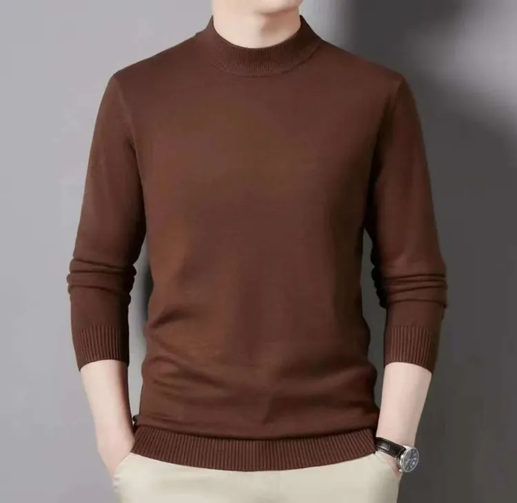 秋冬纯色百搭毛衣男士针织修身套头内搭柔软休闲百搭针织打底衫
