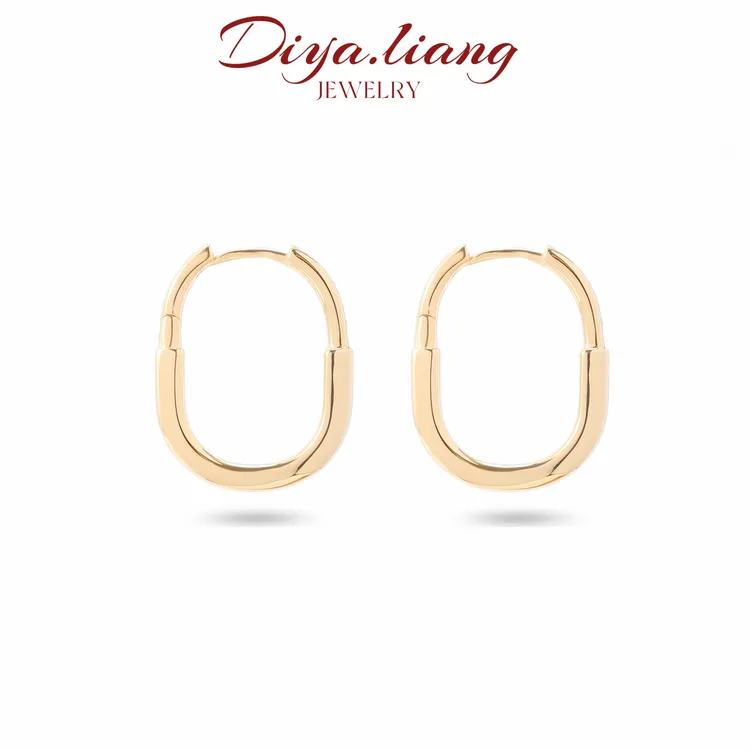 925银耳饰 梁雅帝新品【寰宇星空】U形锁扣金色气质大女主纯银耳饰