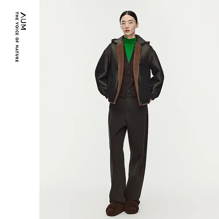 AUM噢姆25冬季休闲美式复古宽松可双面穿保暖短外套M1FZ48188