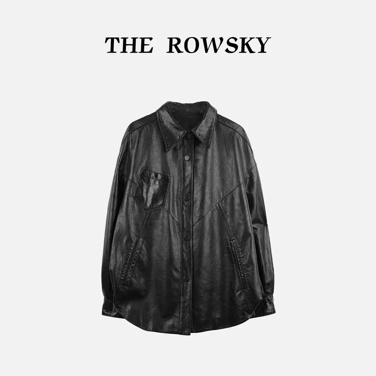 杨圣坤2025秋季新品A级绵羊皮酷飒风宽松休闲皮衬衫外套EY2581182