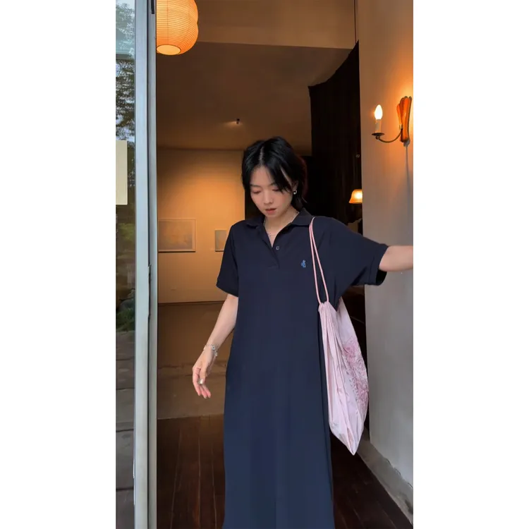苏安家“polo懒人裙”夏日凉感透气珠地网眼棉遛弯裙连衣裙onepiece