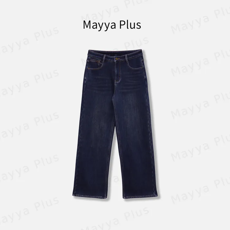 【主角牛仔】Mayya Plus麦芽定制气质显瘦流光风直筒牛仔裤32546758