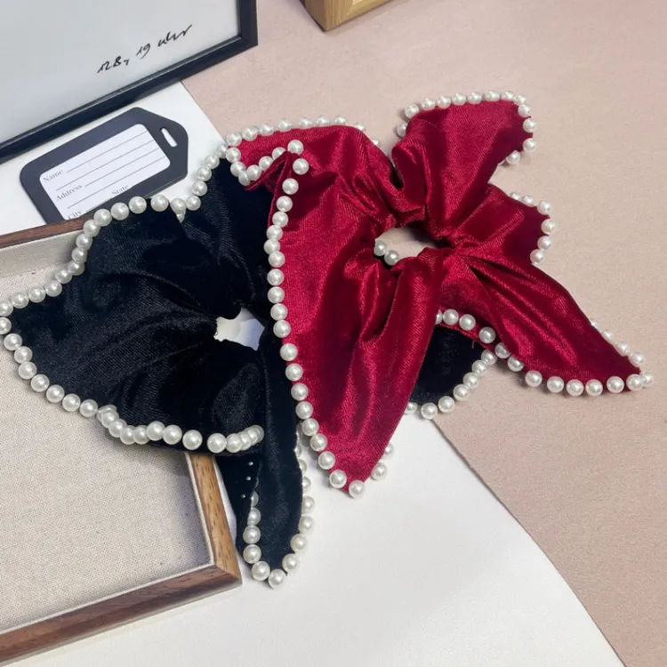 民族风日韩女波西米亚风发圈发绳优雅弹簧夹头绳红色