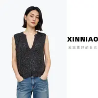[Disco Culture]XINNIAO马海纱线星光亮片无袖背心深V女士打底