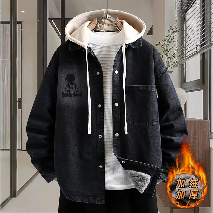 青少年学生休闲牛仔衬衫夹克外套男春秋新款舒适潮流时尚百搭外套