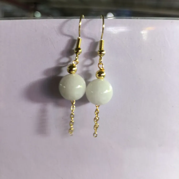 合金耳饰 玉石耳挂流苏耳钩轻奢精致美观耳环百搭简约时尚气质