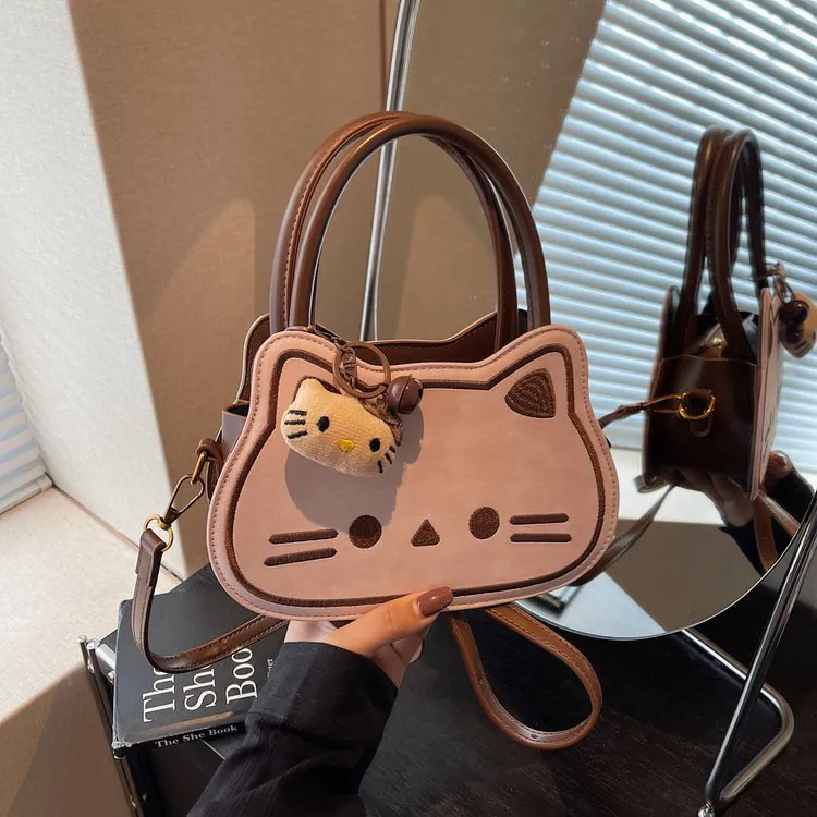 可爱小猫手提包女秋冬新款小众轻奢高级感单肩斜挎包时尚百搭
