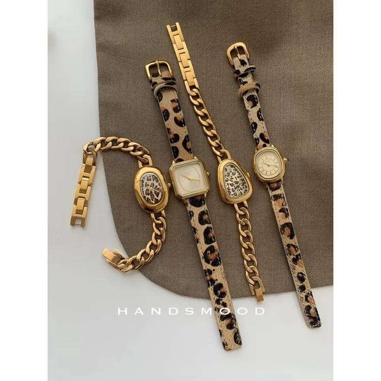 handsmood 豹纹系列设计感蛇头椭圆时尚大气潮流个性小众女士手表