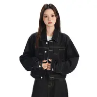 复古牛仔外套女士爆款2025秋装新款单排扣休闲时尚翻领长袖牛仔衣