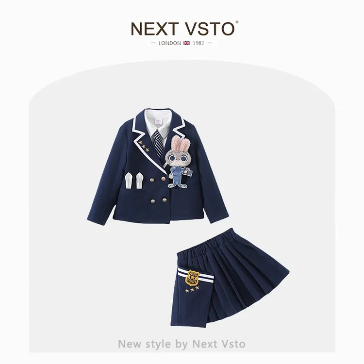 英国NEXT VSTO女童朱迪警官套装裙春秋小女孩学院风jk制服三件套