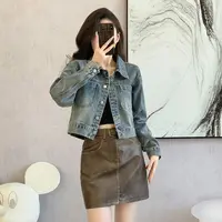 PERIKAS复古牛仔外套女春秋宽松显瘦口袋短款2025新款设计感上衣