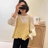休闲风复古港风时尚套装针织蕾丝百搭吊带秋季小衫