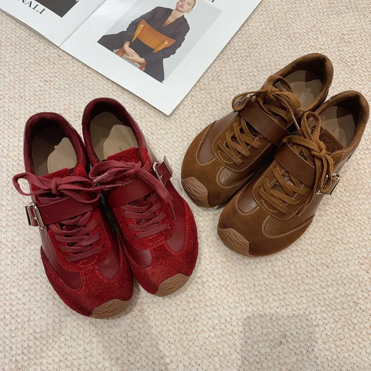 豆豆6 牛皮贴皮系带平低低帮百搭运动休闲鞋 内增高5cm-25QXZ518