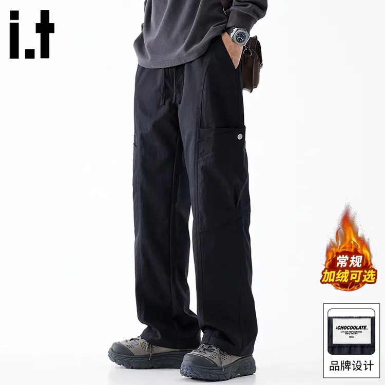 it :CHOCOOLATE美式潮牌直筒工装裤男冬季复古加绒加厚宽松休闲裤