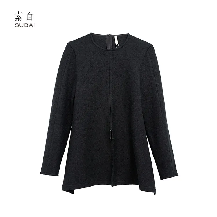 素白【交融】交叉合体设计感上衣P00549羊毛加厚设计款外套