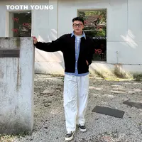TOOTH YOUNG【秋意浓】拼接格子秋季圆领宽松格纹长袖卫衣