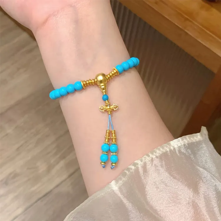 铜合金手链 金刚杵青花手链蓝色轻奢小众气质手工