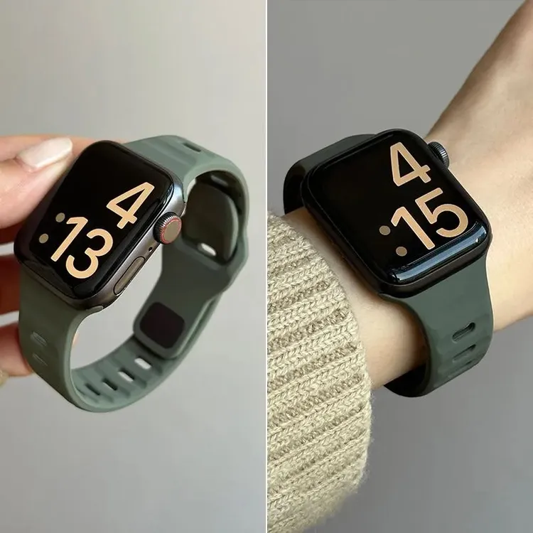 适用苹果手表S1098SE纯色苹果iwatch硅胶表带苹果男女运动表带s10