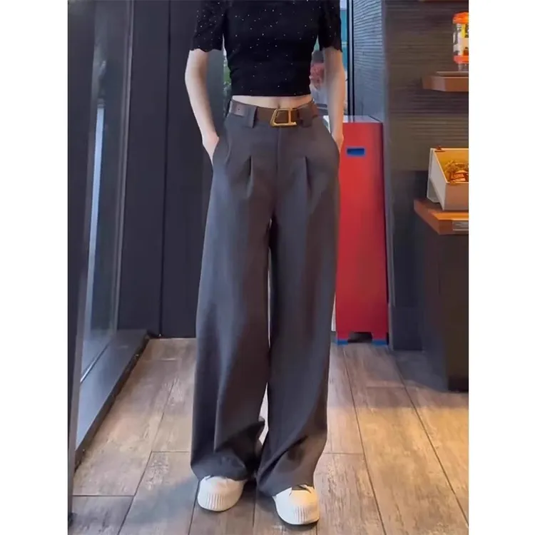 高级感西装阔腿裤女2025秋季新款胖mm大码高腰垂感宽松休闲直筒裤