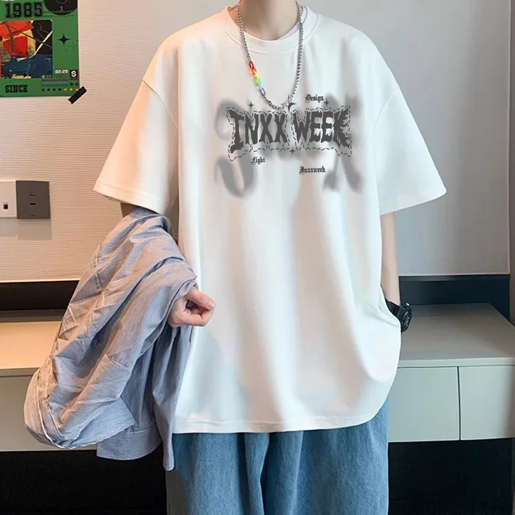 美式纯棉短袖T恤男款夏潮牌设计感潮牌印花上衣百搭宽松青少年ins