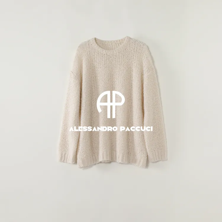 AP洛哥53194ST【旁白】山羊绒+桑蚕丝圆领镂空编织时尚百搭套头衫