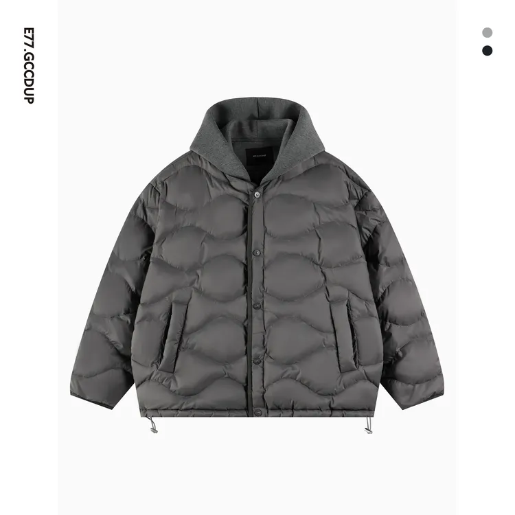 GCCDUPE77『空屿绒』90白鸭绒轻量空气感时尚拼接假两件连帽羽绒服