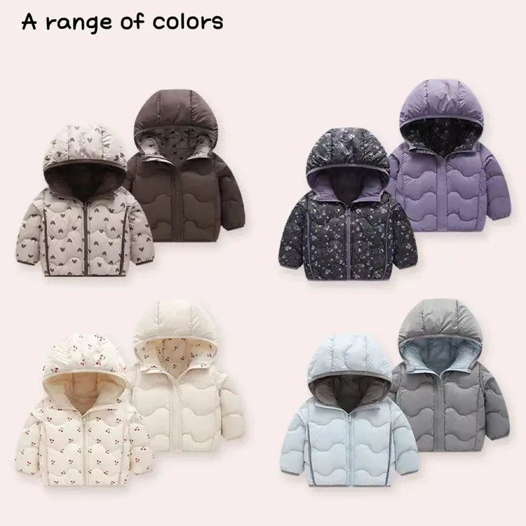 【三防印花双面穿棉服 】童装轻薄小童衣服宝宝棉袄秋冬儿童外套