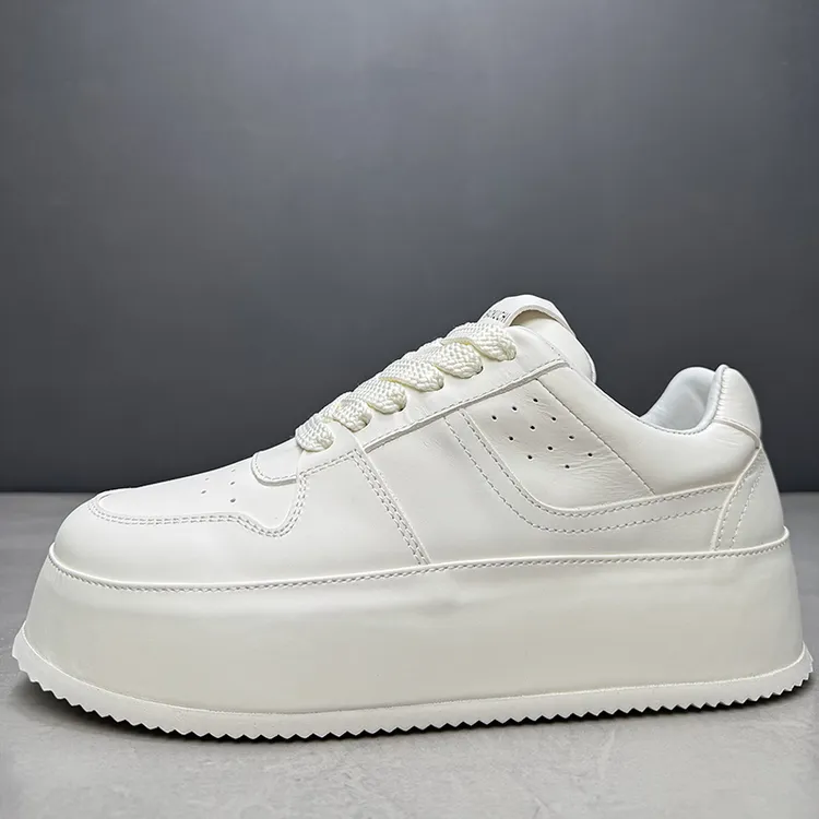 溪嘟别原创款ins真皮包底增高小白鞋男松弛感运动休闲板鞋面包鞋 