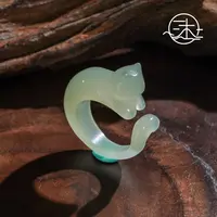木润【猫猫】天然和田玉晴水可爱猫咪戒指